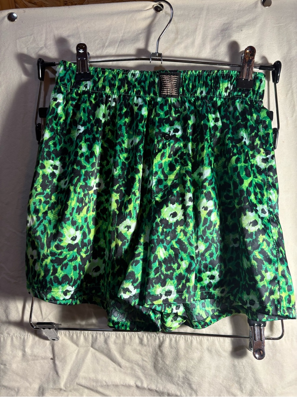 Savage X Fenty Green Leopard-Print Athletic Shorts